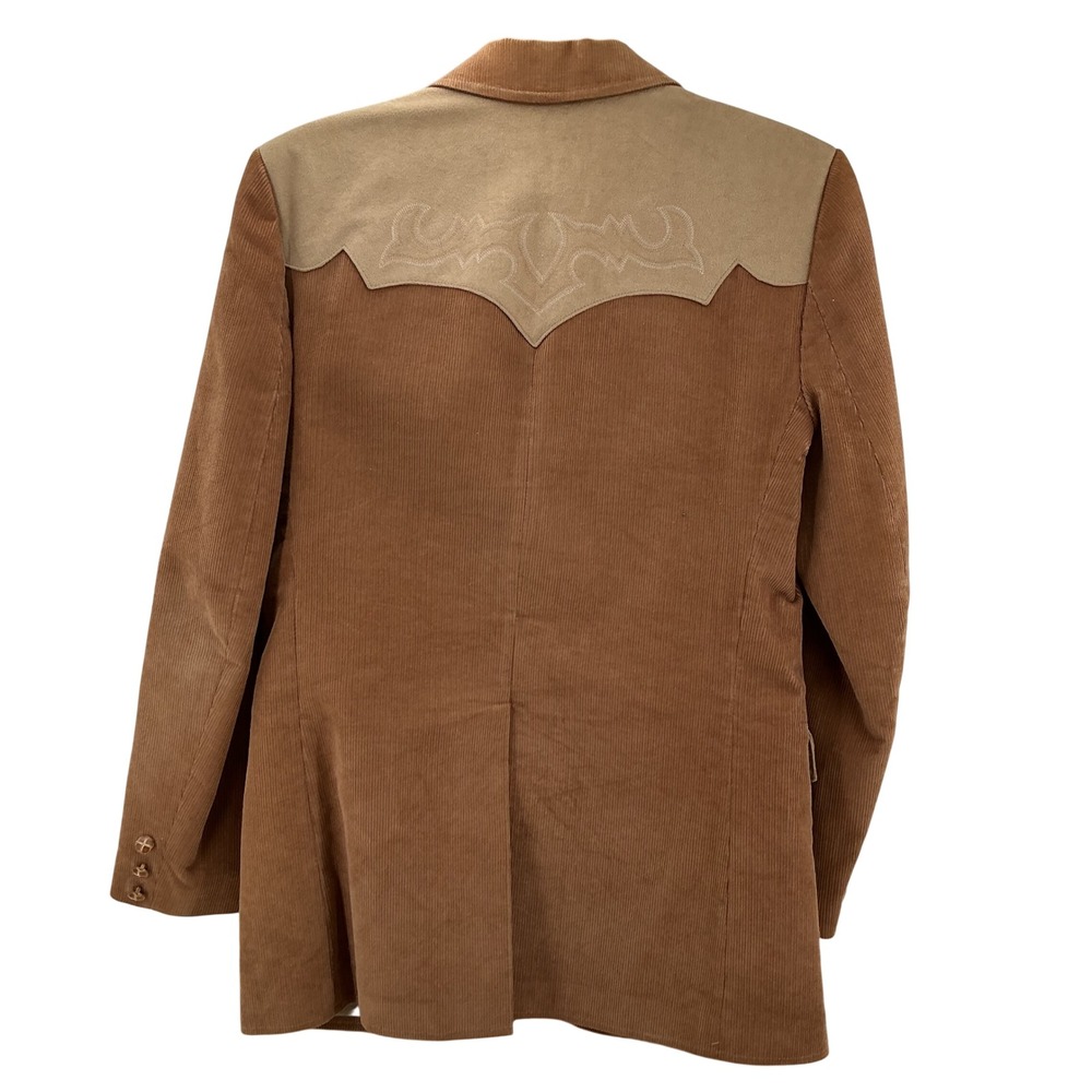 Pioneer Wear Corduroy Blazer Mens 42 Tan Western Embroidered Yoke Vintage 70s - Picture 12 of 12